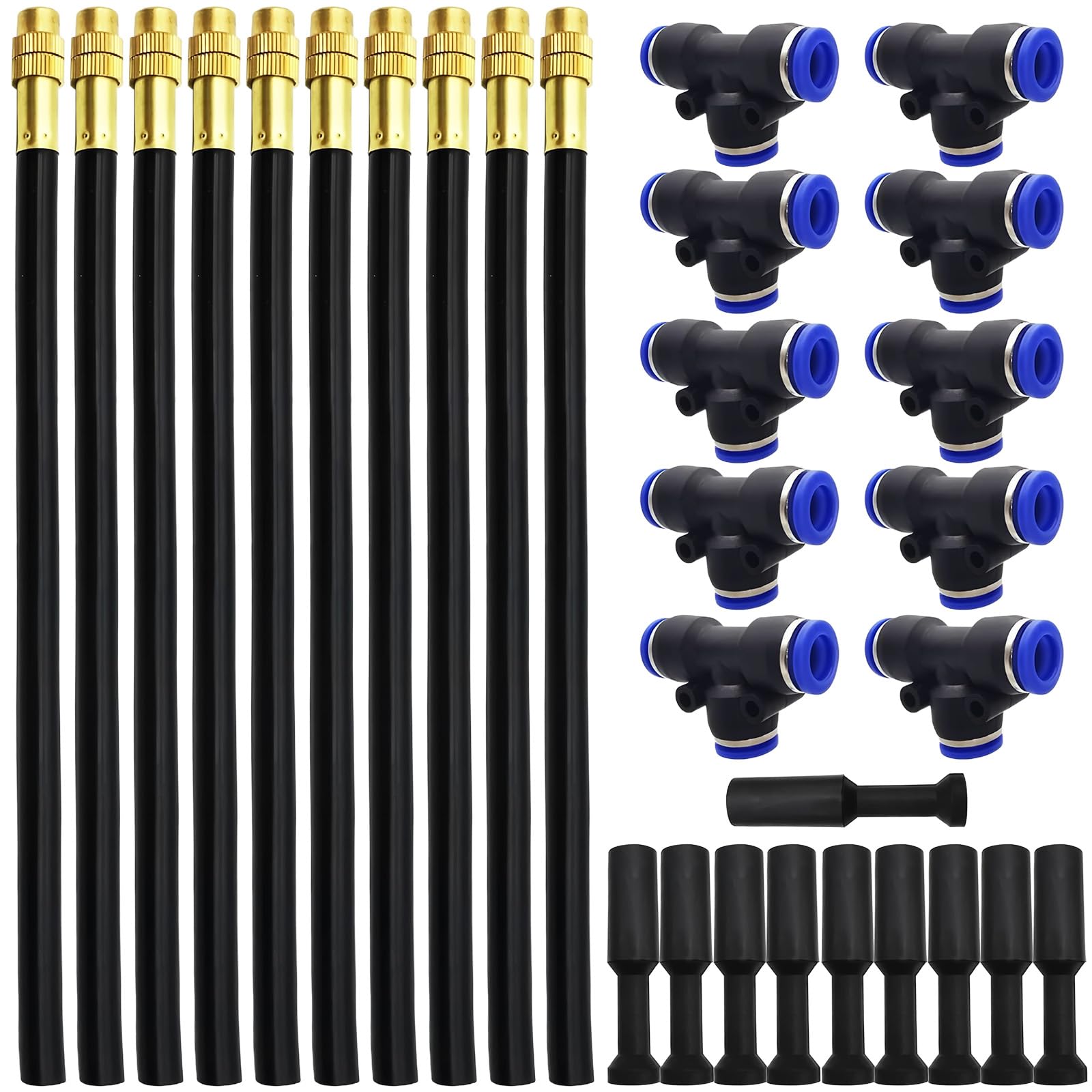 30Pcs Buse de Pulvérisation D'Irrigation,20cm Système de Brouillard Buse de Brumisation,Connecteurs de Type T,Bouchons D'Irrigation,pour Tuyau D'Eau 8mm de Diamètre Extérieur