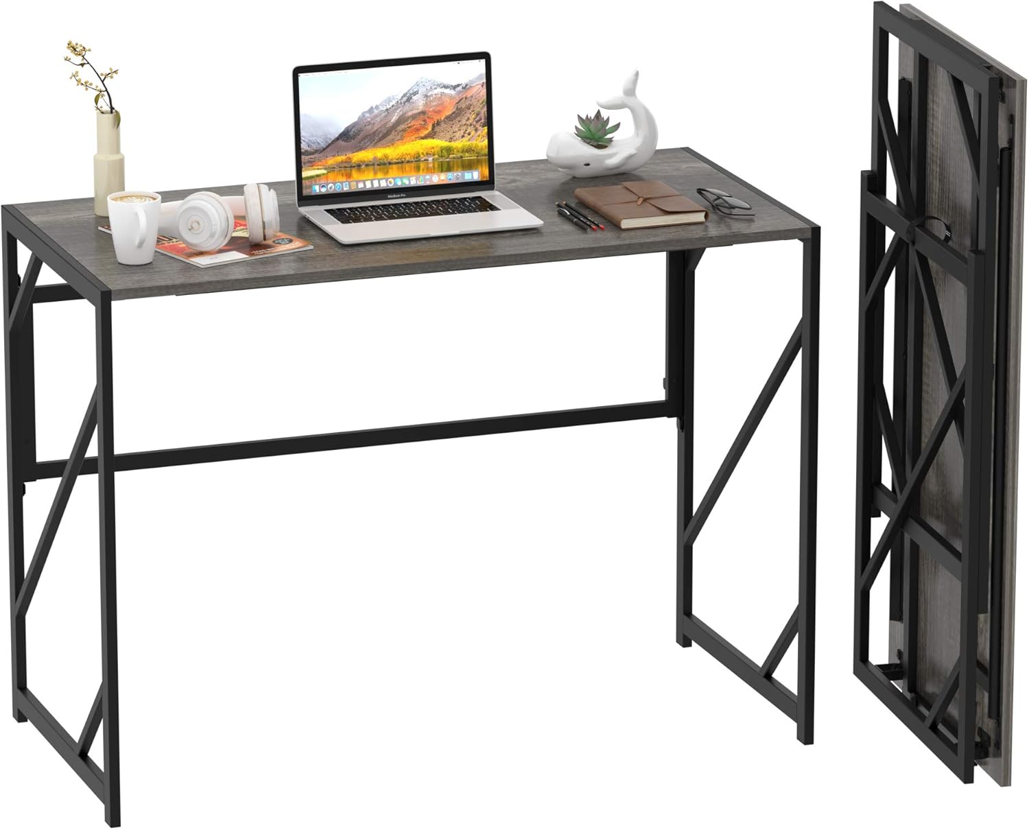 Elephance 40" Folding Computer Desk No Assembly Needed Foldable Small Home Office Desk Study Writing Desk Gaming Table for Small Space : Home & Kitchen