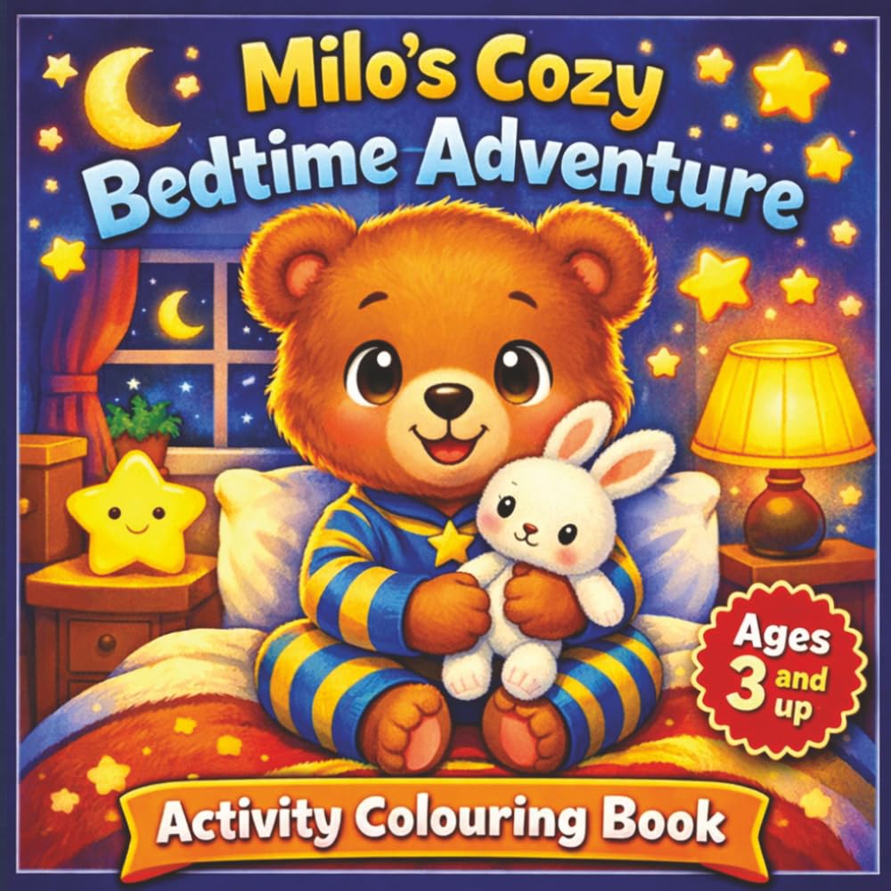 Milo’s Bedtime Adventure Colouring Book: Soothing Night Routine Featuring Cozy Animals, Gentle Lullabies, Calming Activities, Early Learning Fun (Educational Kids Colouring Activity Series)