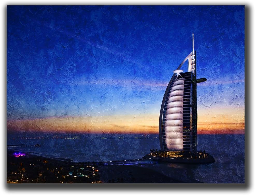 Dingqin Home Decor Print Canvas Poster, burj al arab hotel dubai uae sky sea Wall Art Painting On Canvas 31.5x23.6 Inch