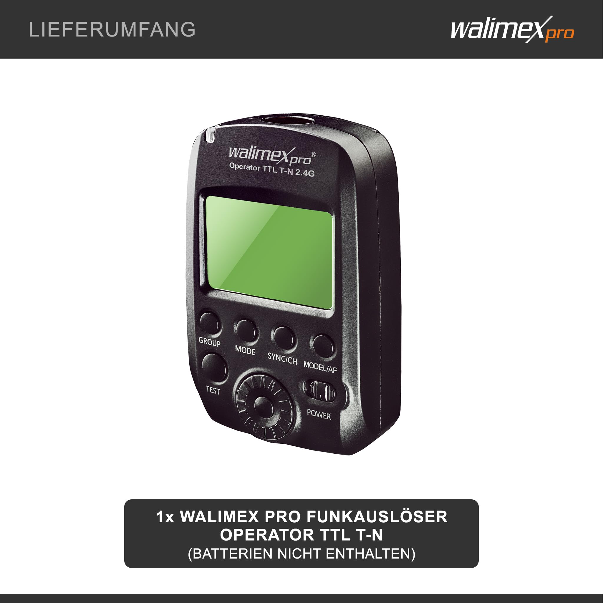 Walimex pro Operator TTL T-N kompatibel mit Nikon Kamera, Funk Fernbedienung und Funk Auslöser für Newcomer, Emerger, Campaigner, Stager und Mover 200/400 TTL