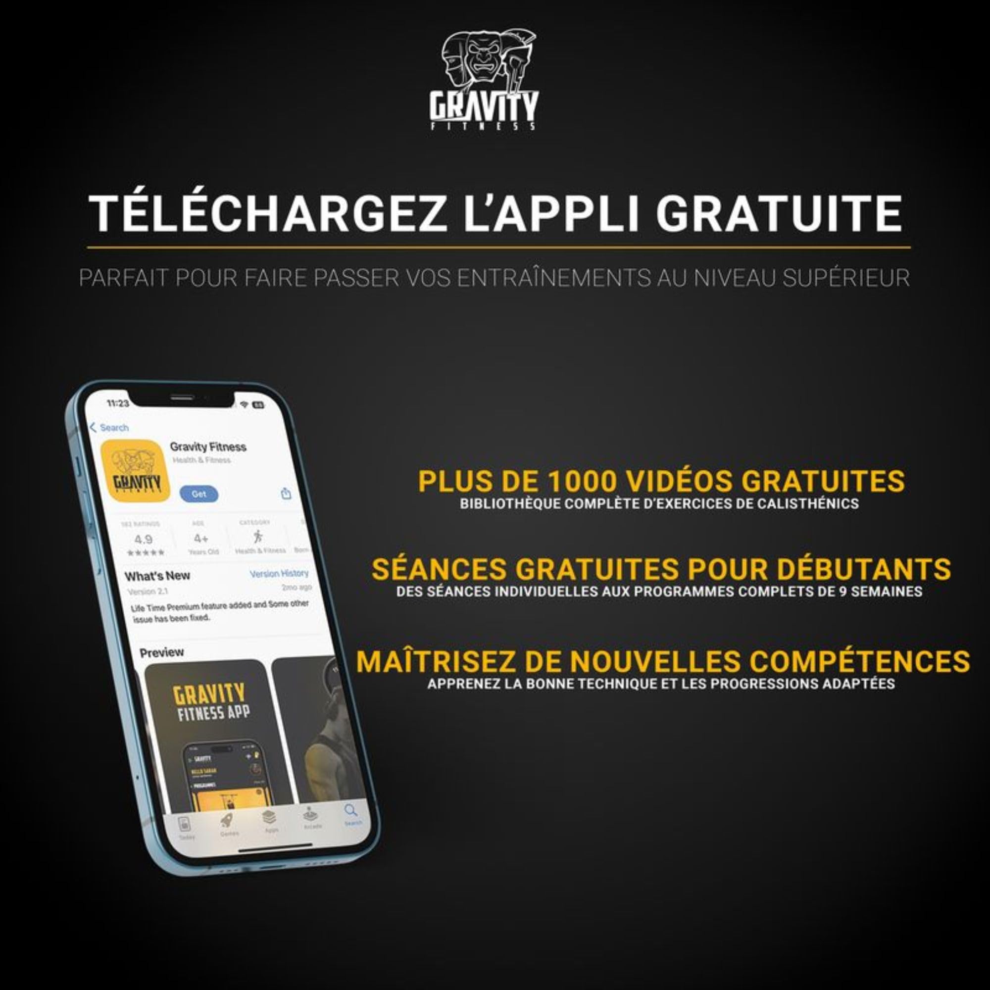 Gravity Fitness Barre de Traction Portable - Station de Dips Ajustable - Barre Freestanding pour Entraînement Calisthénie, Musculation Maison, Poids du Corps, Gymnastique & Fitness