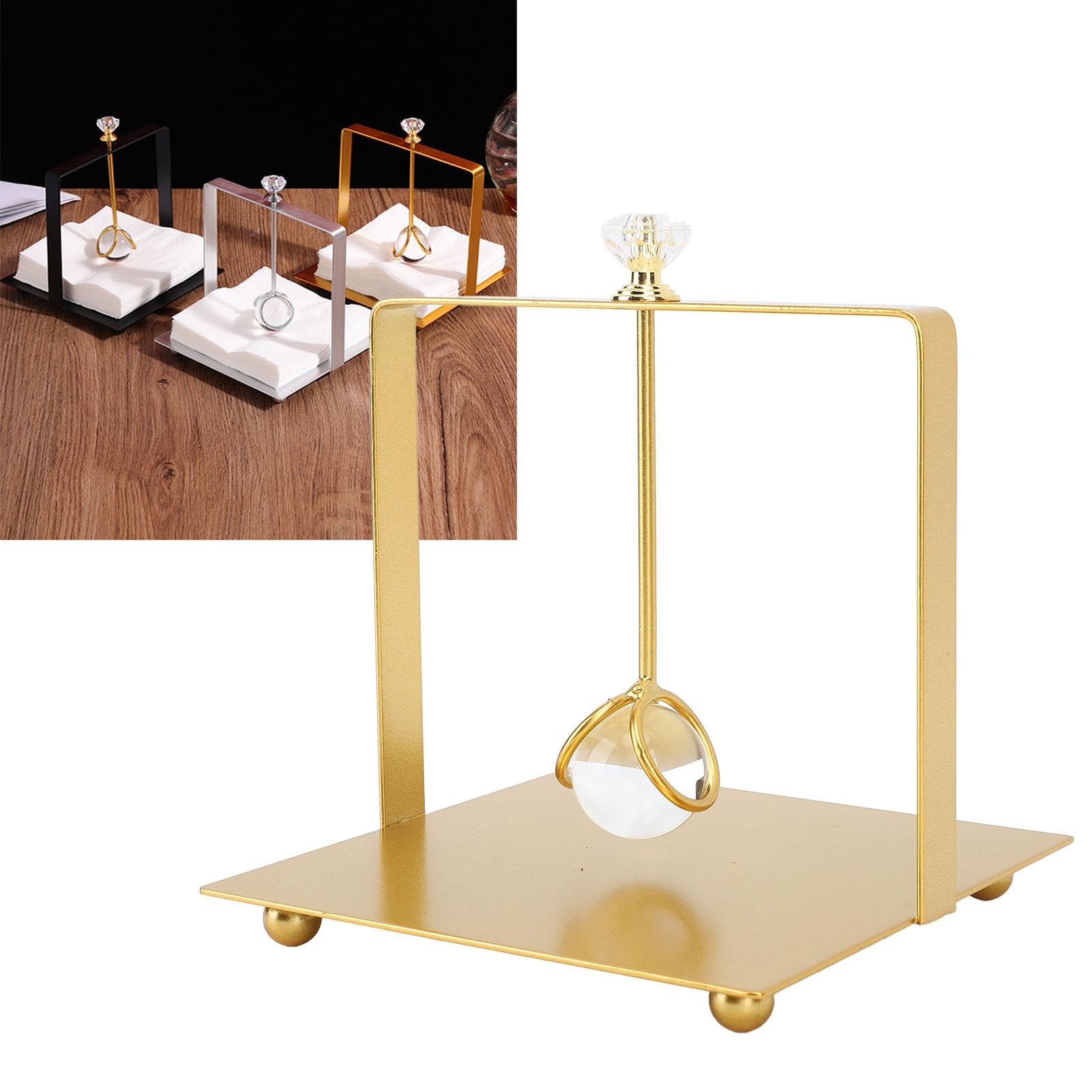 Servilletero de mesa, elegante servilletero de papel, versátil para hotel y cocina (dorado)