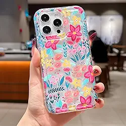 Capa compatível com iPhone 12 Pro Max (proteção contra quedas de grau militar de 3 metros), com design de flores coloridas, capa à prova de choque de TPU 02 flores coloridas-12 Pro Max