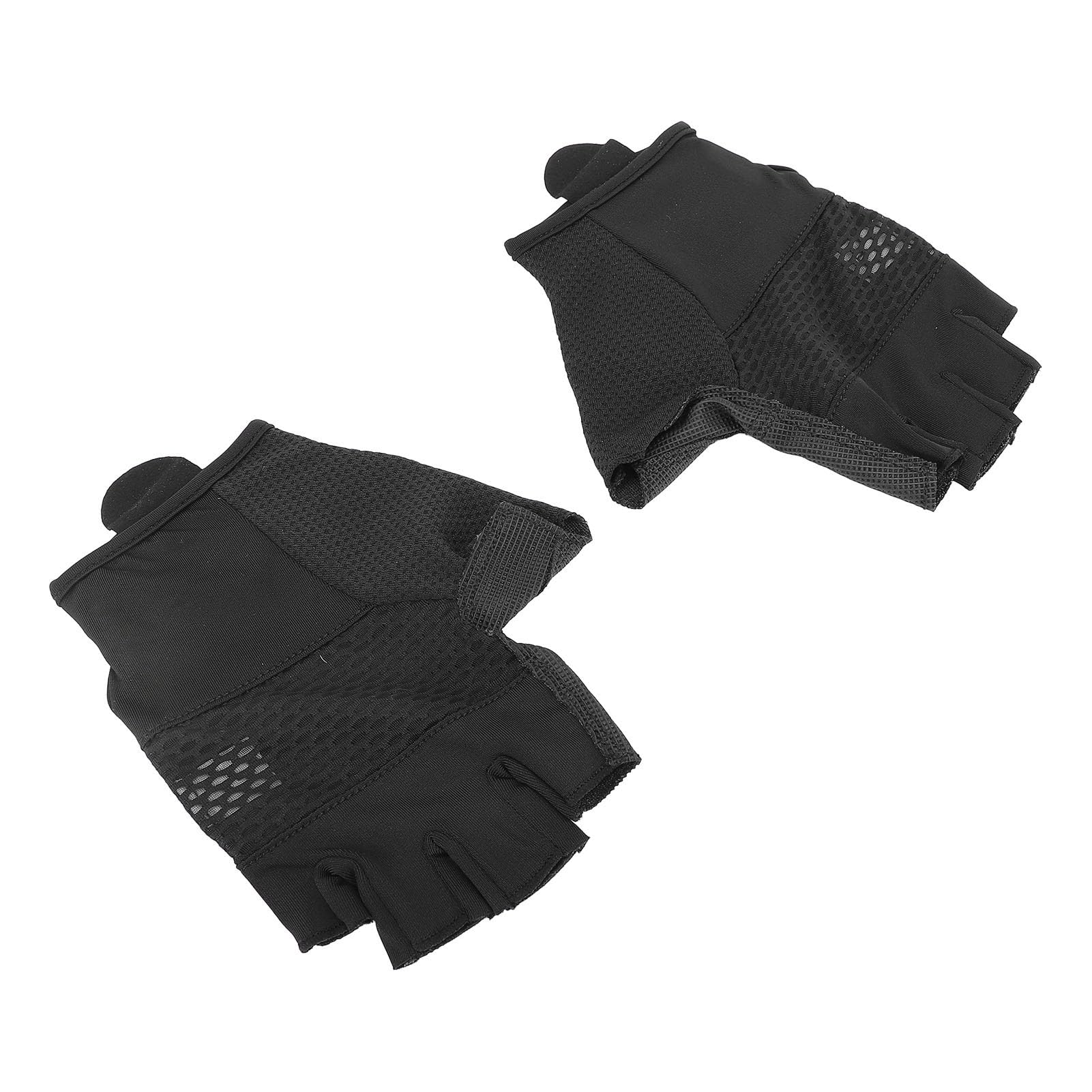 Guantes de Ciclismo Negros de Medio Dedo, Guantes para Bicicleta de Carretera, Transpirables, Antideslizantes y con absorción de Impactos, con Palma de PU, Ideales para Montar en