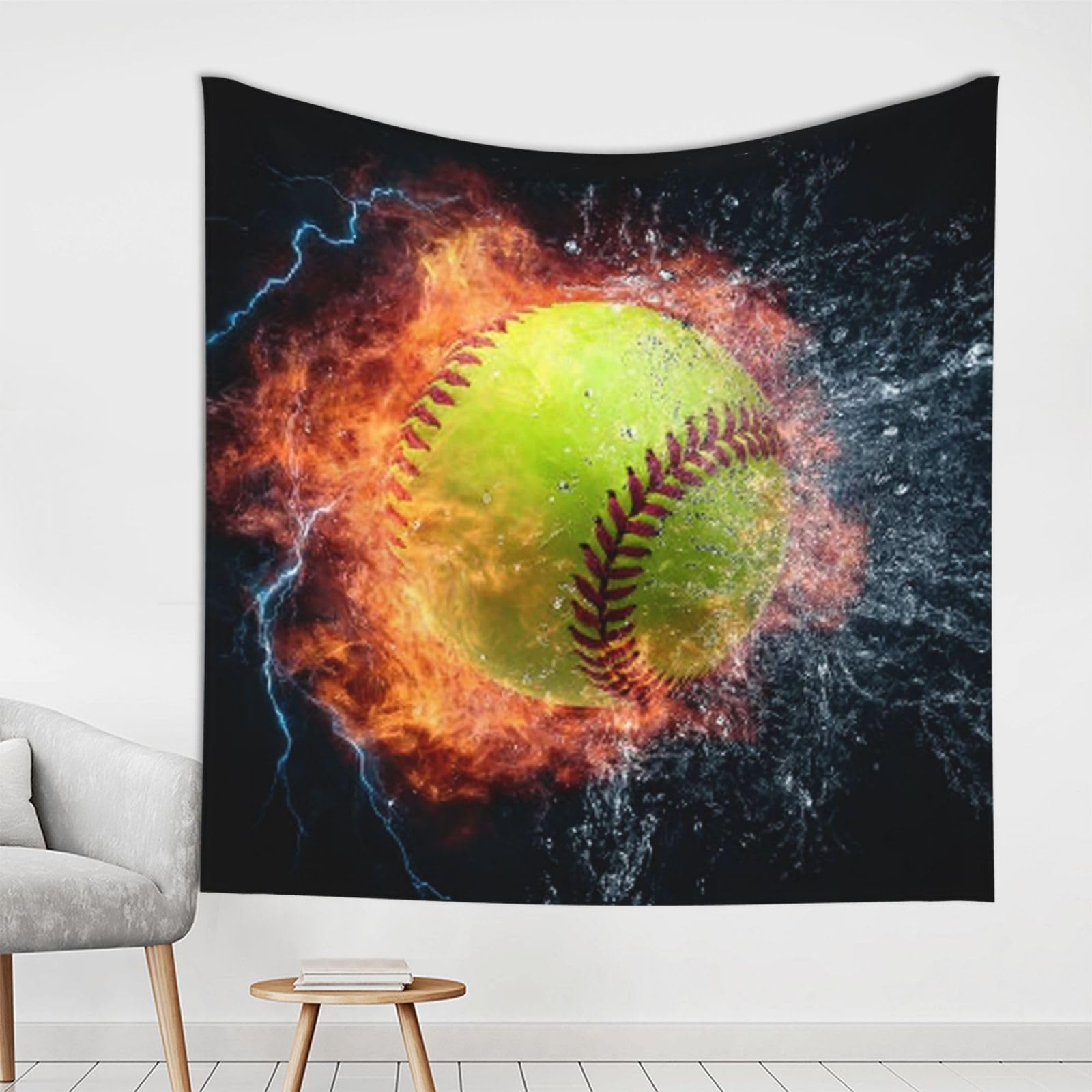 XOPEKVLAWM Tapestry Wall Hanging for Bedroom Aesthetic Wall Mural Tapestries 150x150 cm Art Backdrop Softball Tapestries Landscape Poster Tapestry for Living Room Dorm Office Home Decor