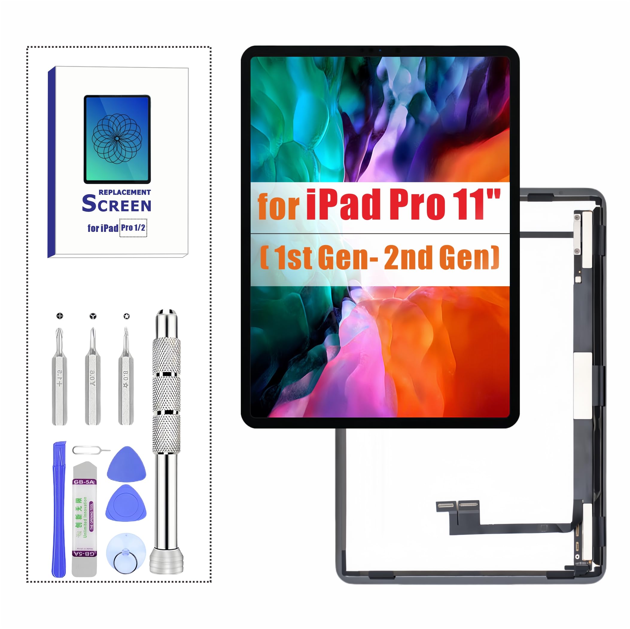 ZTR Screen Replacement for iPad Pro 11 1st Gen 2018/2nd Gen 2020 LCD Display Digitizer Touch Screen Assembly with Repair Tools (11 inch-A1980 A2013 A1934 A1979 A2068 A2230 A2228 A2231)