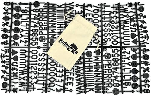 Juego de letras negras para tableros de letras de fieltro intercambiables, 340 caracteres de 1 pulgada (incluye letras, símbolosemojis, números,