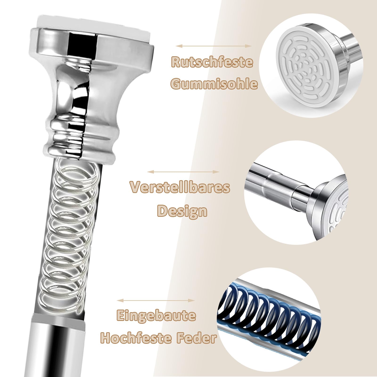 Tringle à rideau de séparation de pièce extensible Toptry, grande tringle à rideau de fenêtre réglable de 260,1 à 309,6 cm sans perçage, tringle de Tringle à rideau de séparation de pièce extensible Toptry, grande tringle à rideau de fenêtre réglable de 260,1 à 309,6 cm sans perçage, tringle de