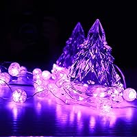 Vista 8 de [Paquete de 12] Luces de Cadena LED, Luces de Navidad, Temporizador Automático 6.5 pies 20 Luces de Hadas LED Moradas Funcionan con Batería