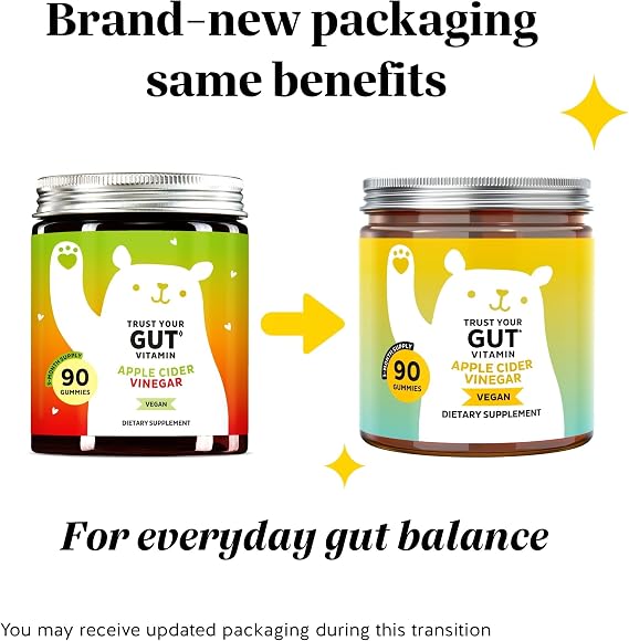 Bears with Benefits Apple Cider Vinegar Gummies Metabolism & Detox Support with Vitamins B6, B12, Iodine & Folic Acid Vegan. Balanced Gut (60 Gummies)
