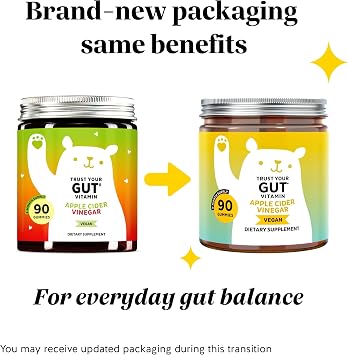 Bears with Benefits Apple Cider Vinegar Gummies Metabolism & Detox Support with Vitamins B6, B12, Iodine & Folic Acid Vegan. Balanced Gut (60 Gummies)