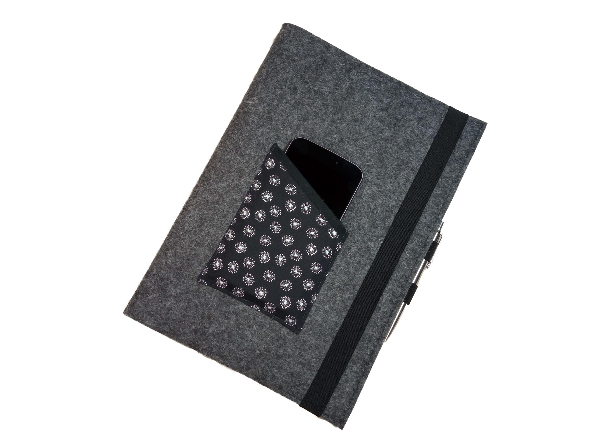 Kalenderhülle A4 Filz für Lehrerkalender Hardcover Buch Wollfilz mit Vorderfach für Buchkalender bis max. H 32cm x B 23 cm x T 3 cm herstellbar
