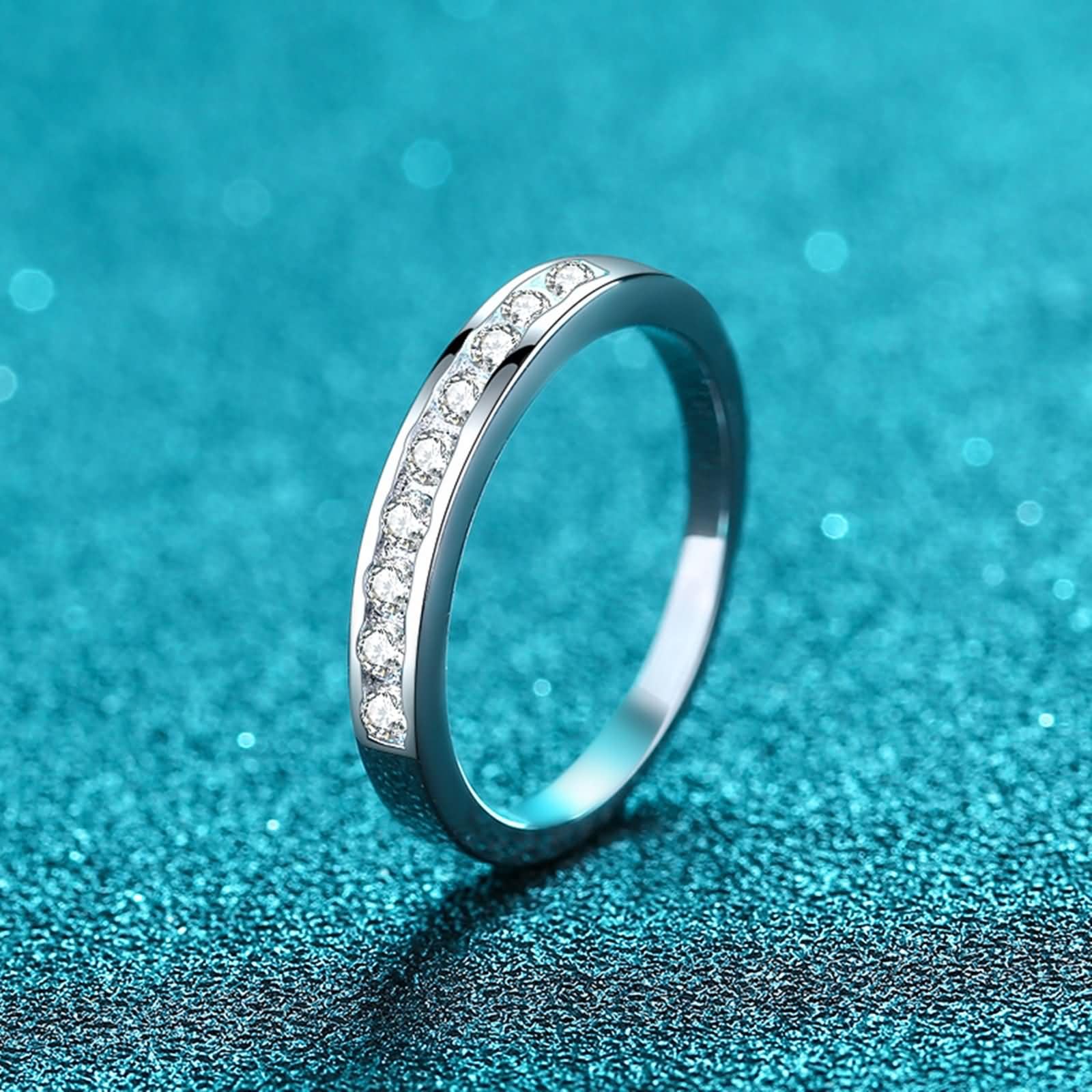 Alliance Femme Argent 925,Bague Anneau Alliance Bague Rond avec Moissanite 0.27ct Anneau Femme Argent