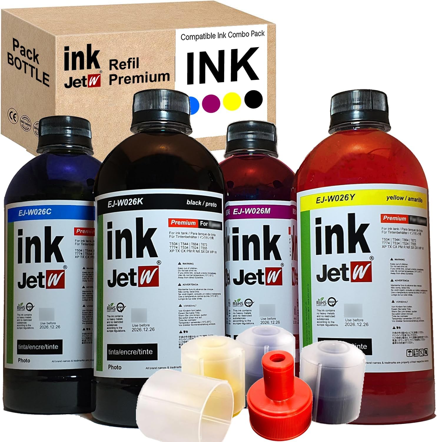 522 High Capacity Refill Ink 4 x 500ml (2000ml) Bottle Replacement for Compatible (Not Sublimation) refil T522 ET-2803 ET-2800 ET-2720 ET-2750 ET-2760 ET-3760 ET-4800 ET-2840 ET-3750 ET-4700