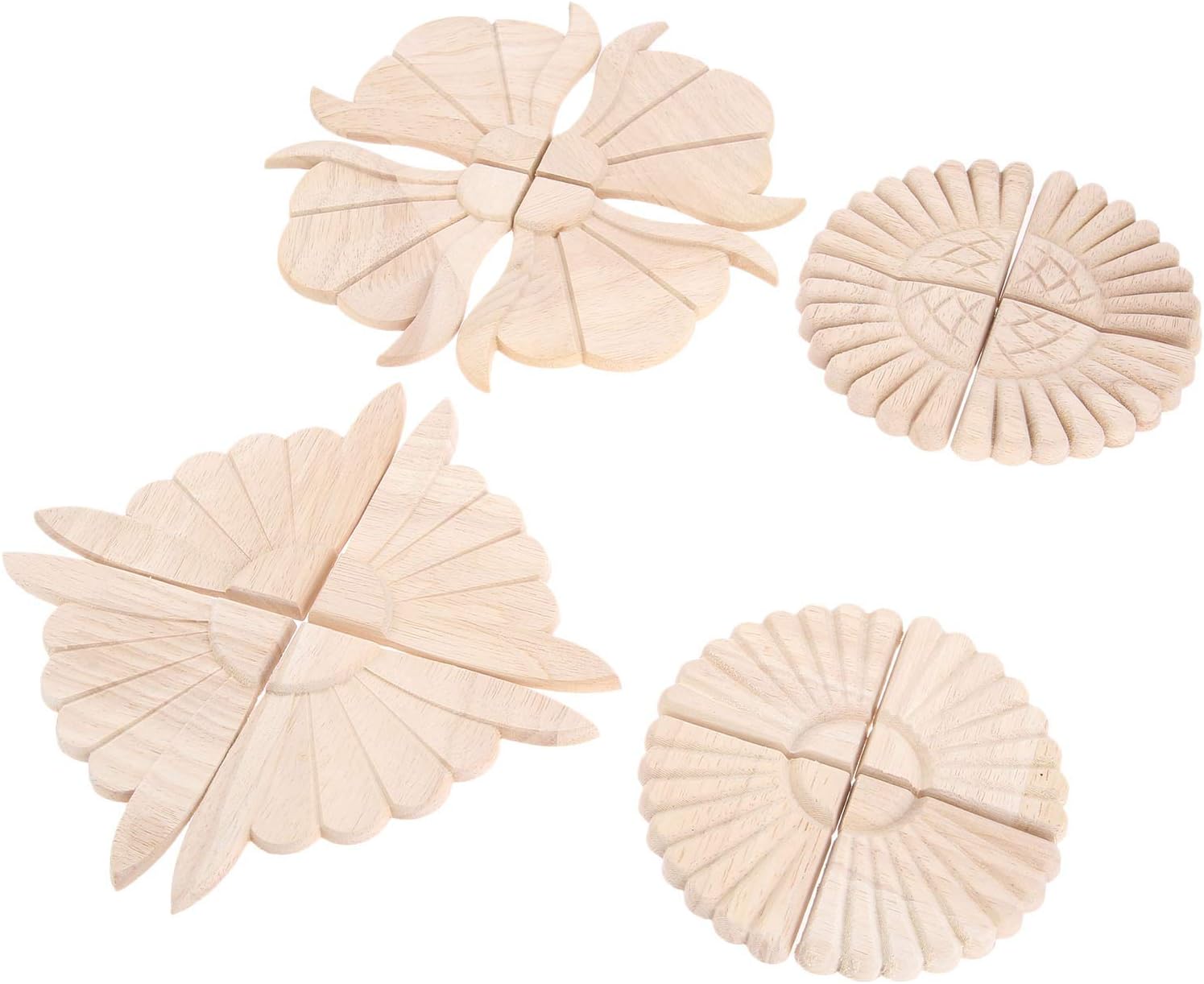 MUXSAM 4Pcs Wood Carved Corner Decal Onlay Applique Square Flying Flower Pattern Unpainted Home Furniture Cabinet Drawer Decor 10.5x10.5cm - Image 5