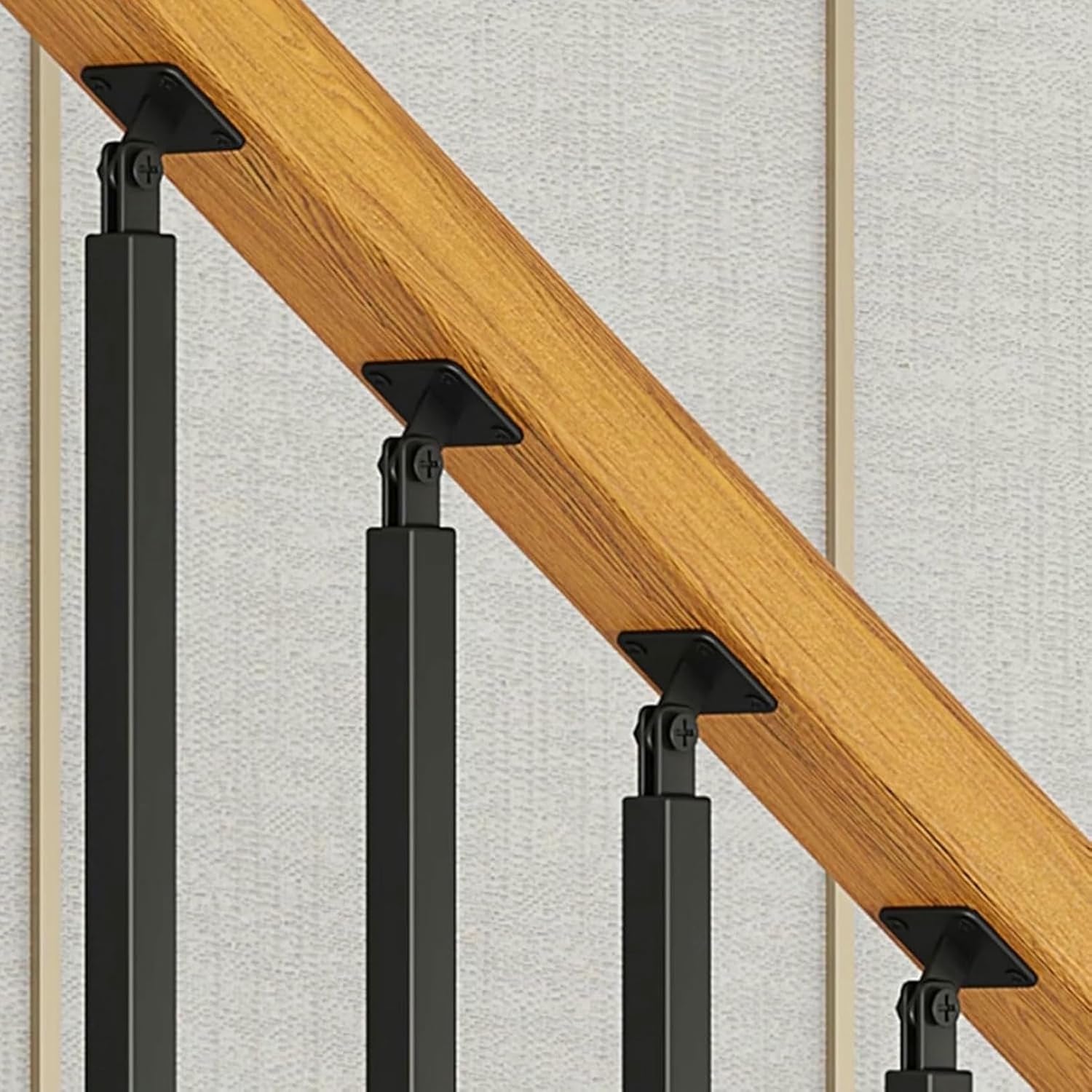 Adjustable Wrought Iron Stair Spindles, 95cm Tall U Shape Stair Baluster Posts with Flat & Tilt Top Bracket, for Kindergartepartment/Garage Stairs Remodeling