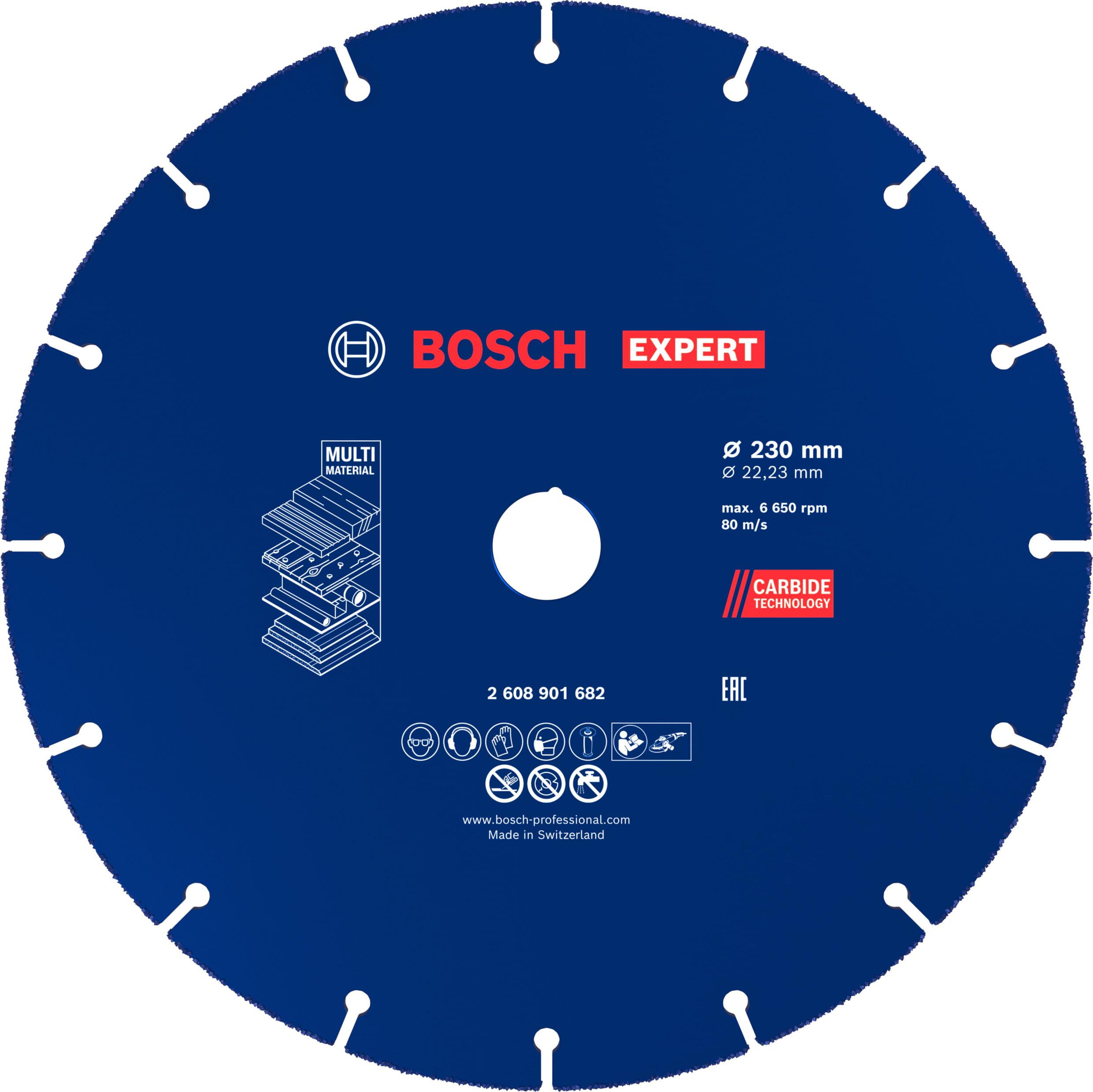 Bosch 1X Expert Carbide Multi Wheel Cutting Disc For Large Angle Grinders (For Hardwood, Wood With Nails, Ø 230 Mm, Professional Accessory Large Angle Grinder)