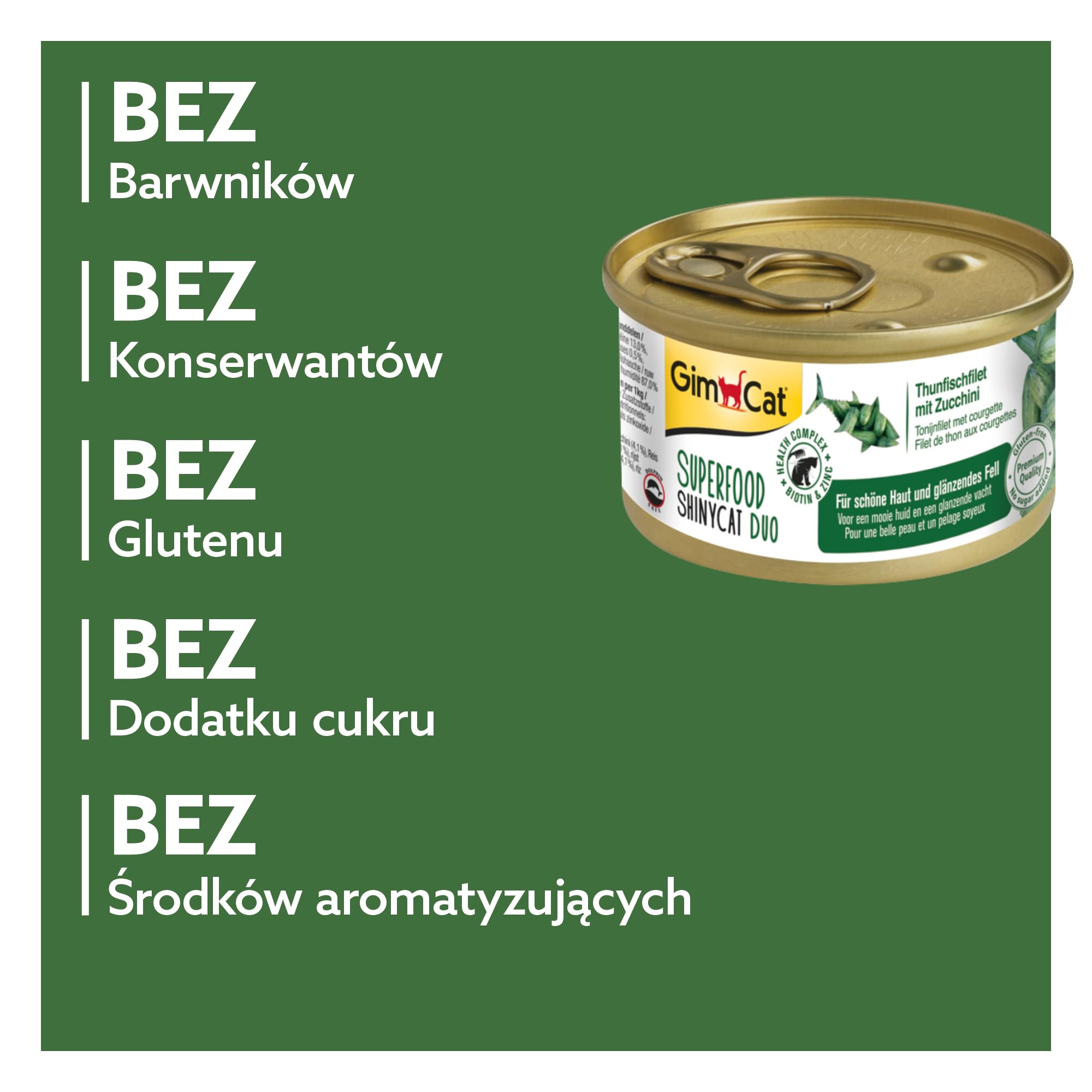 Gimcat Superfood Shinycat Duo Karma dla Kotów, Tuńczyk Z Cukinią, 24 x 70 g