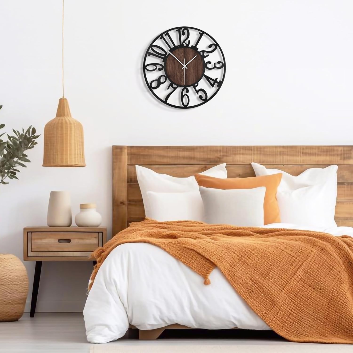 LEIKE 12in Arabic Numeral Wall Clock Battery Operated Black, Silent Non Ticking, Wall Clocks for Living Room Decor, Small Classic for School, Office, Home, Kitchen, Bedroom