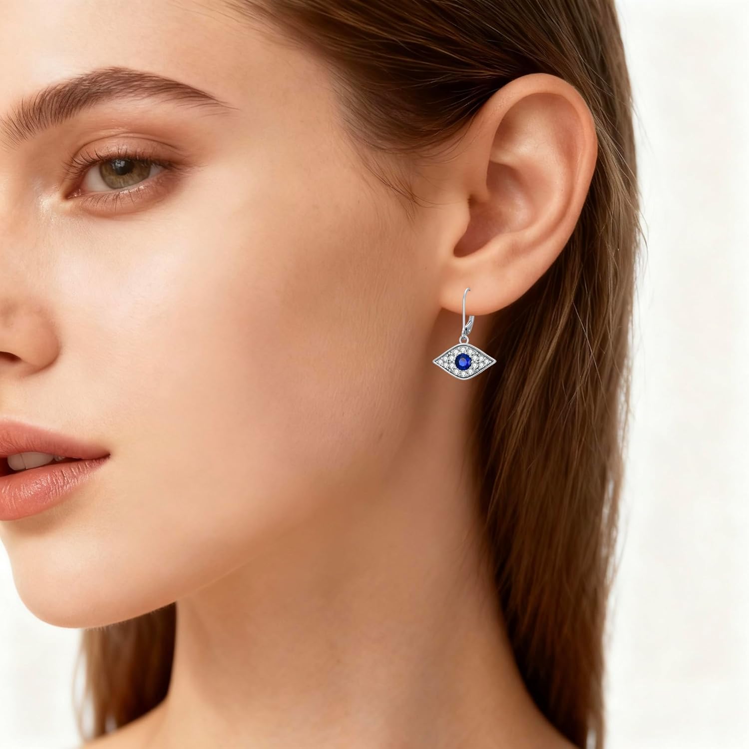 PEIMKO Evil Eye Stud Hoop Earrings for Women, 925 Sterling Silver Greek Ankh Cross Eyes of Horus/Blue Evil Eyes Spiritual Protection Jewelry for Women Birthday Gifts - Image 4