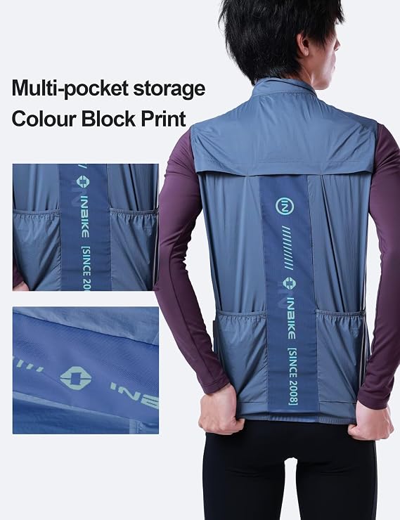 INBIKE Unisex Cycling Vest Windproof Lightweight Sleeveless Jacket