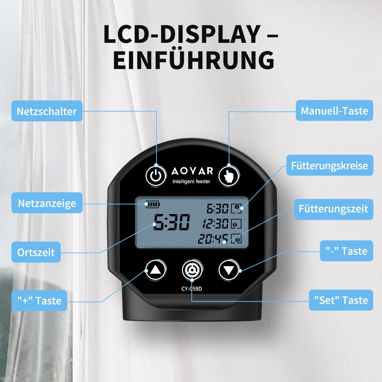 Mangiatoia Automatica Acquario Distributore Cibo Pesci Ricaricabile USB Programmabile Alimentatore con Display LCD