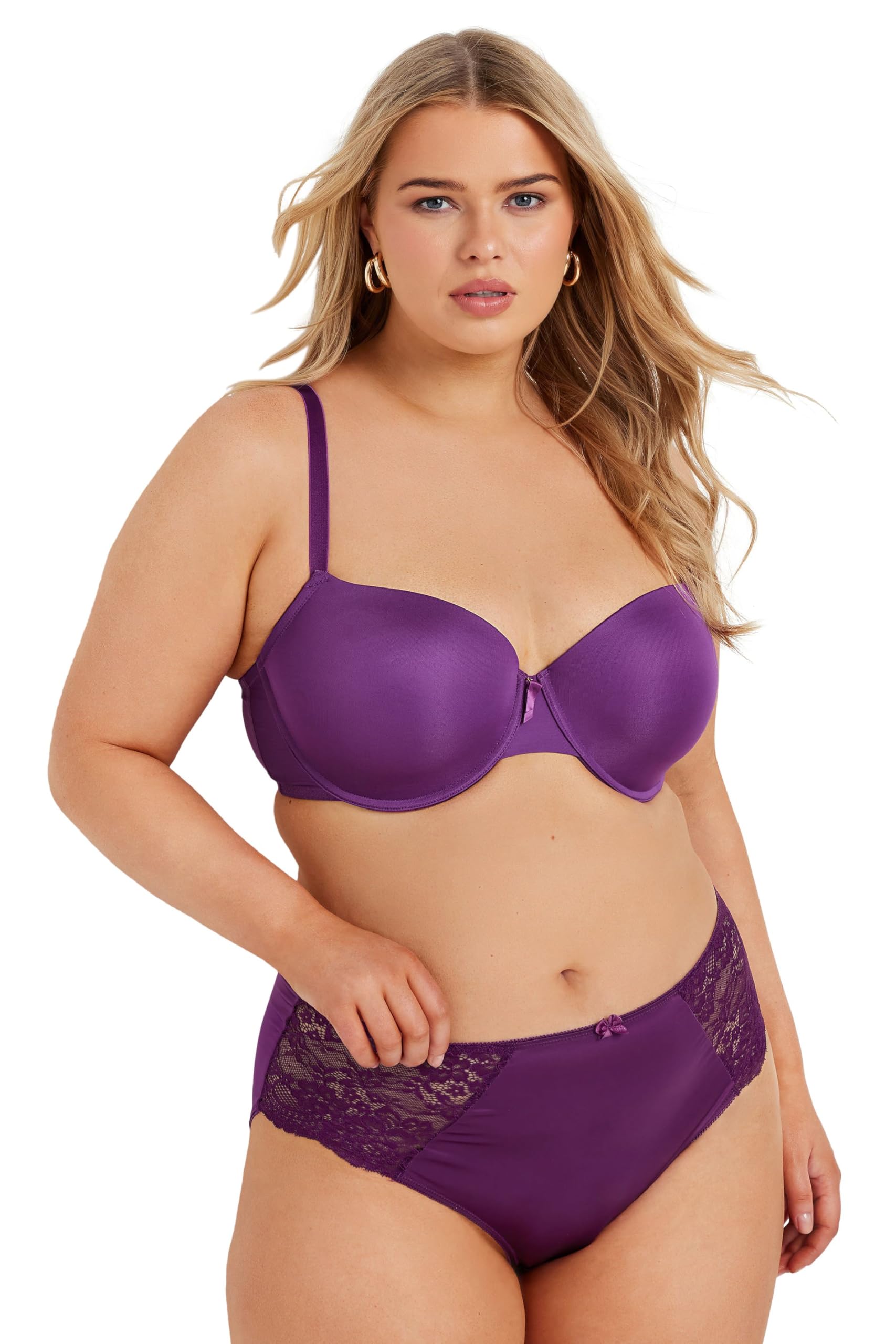 Yours Women's Purple Curve Satin Full Briefs - Plus Size Curve
