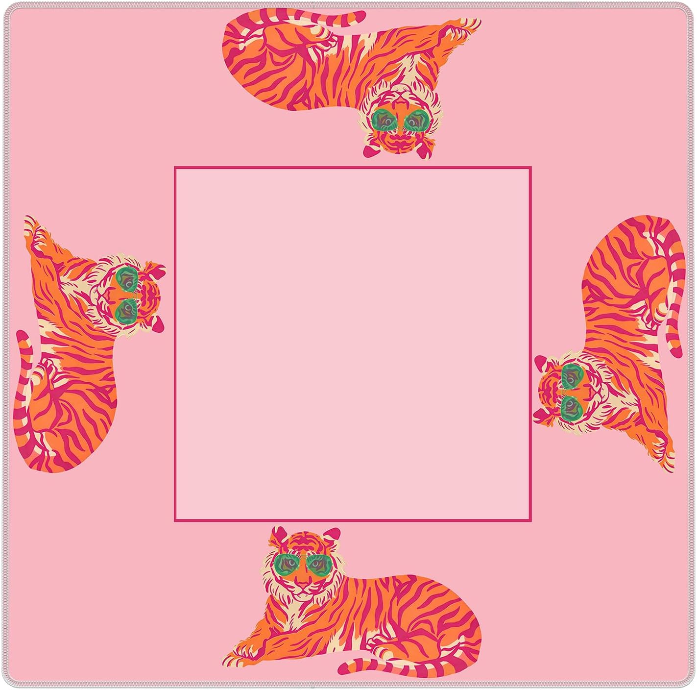Green Chinoiserie Mahjong Mat 31.5 x 31.5 Inch, Traditional Chinese Mountain Landscape with Pavilion and Bird Non-Slip Noise Reduction Gaming Mat for Dominoes Poker Card Board and Tile Games