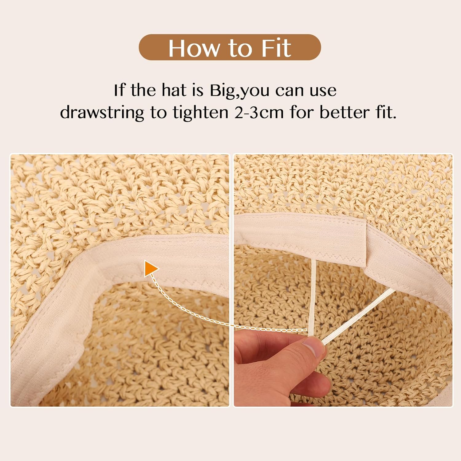 Oweisong Beach Hats for Women Trendy Summer Straw Sun Hat Floppy Wide Brim Boho Crochet Hats for Vacation Travel - Image 3