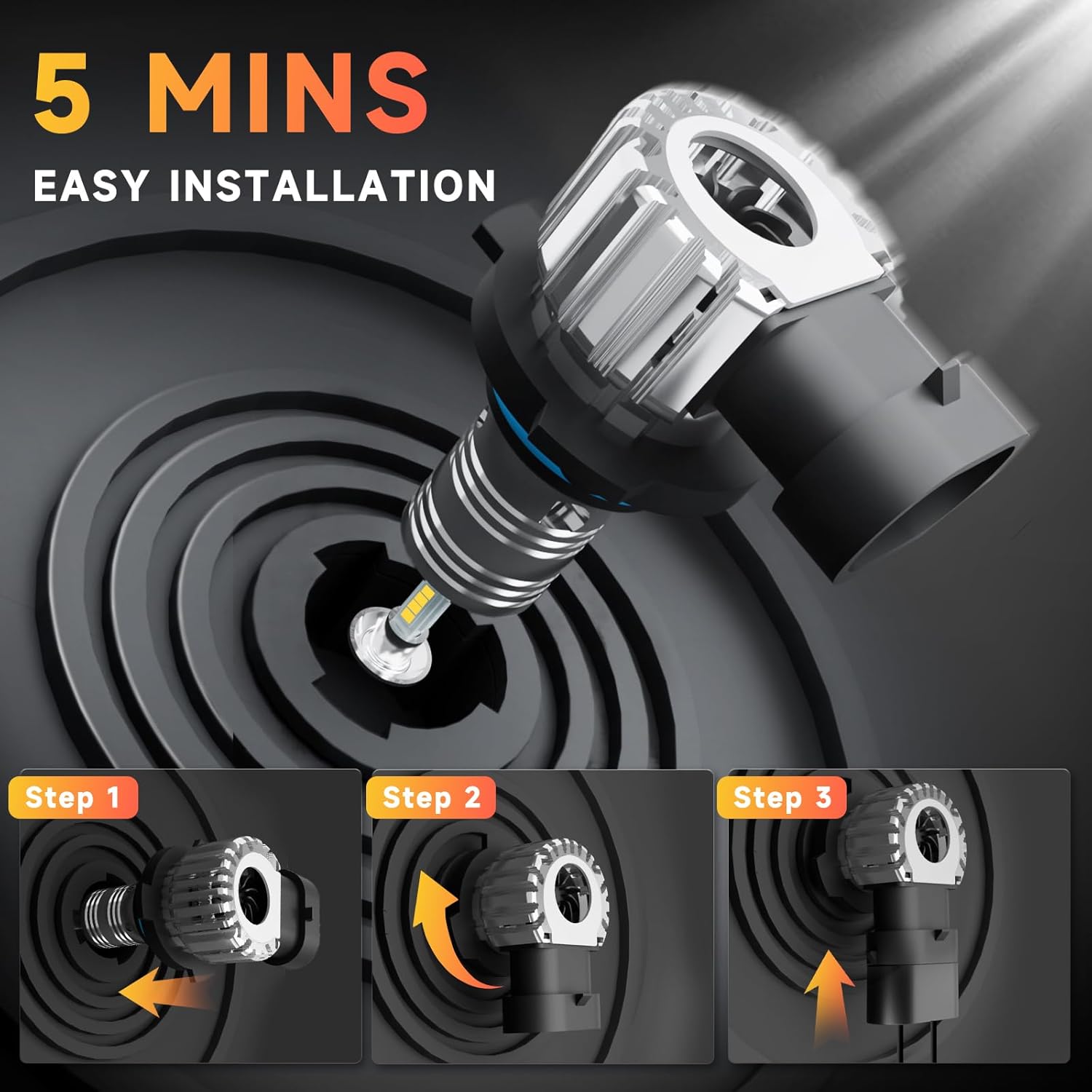 9005 HB3 Fog Bulbs, Real 1:1 Design 6500K Cool White Fog light Bulbs, Plug-N-Play, Pack of 2