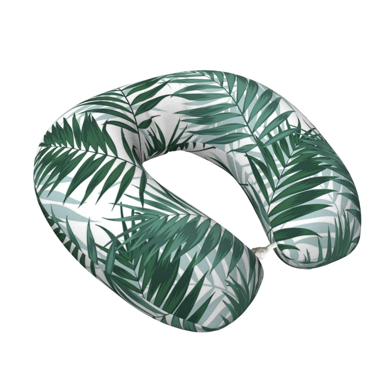 LKYMOH Tropical Jungle, Seamless Pattern With Palm Leaves, Travel Neck Pillow U-Shaped Memory Neck Support Soft Comfortable With Washable Cover For Airplane Car Traveling and Office