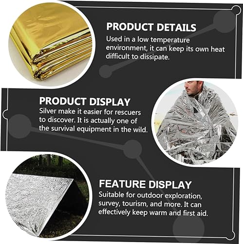 Miniatura 9 de Cabilock 4pcs Space Blankets Thermal Blankets for Outdoor for Camping Hiking Survival and First Aid