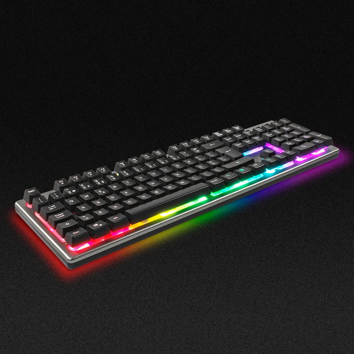 Unykach Teclado PORTUGUÉS Gaming Nova K244, 105 Teclas QWERTY | Cable USB, Retroiluminación LED RGB, Efecto Arco Iris, Ergonómico