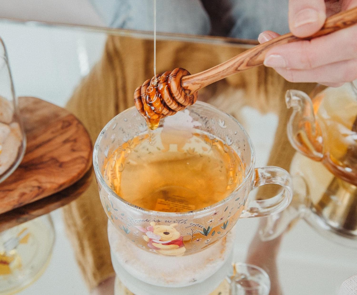 Winnie The Pooh Disney and Piglet Floral Glass Mug | Large Coffee Cup For Espresso, Tea, Mocha | Holds 16 Ounces - Image 6