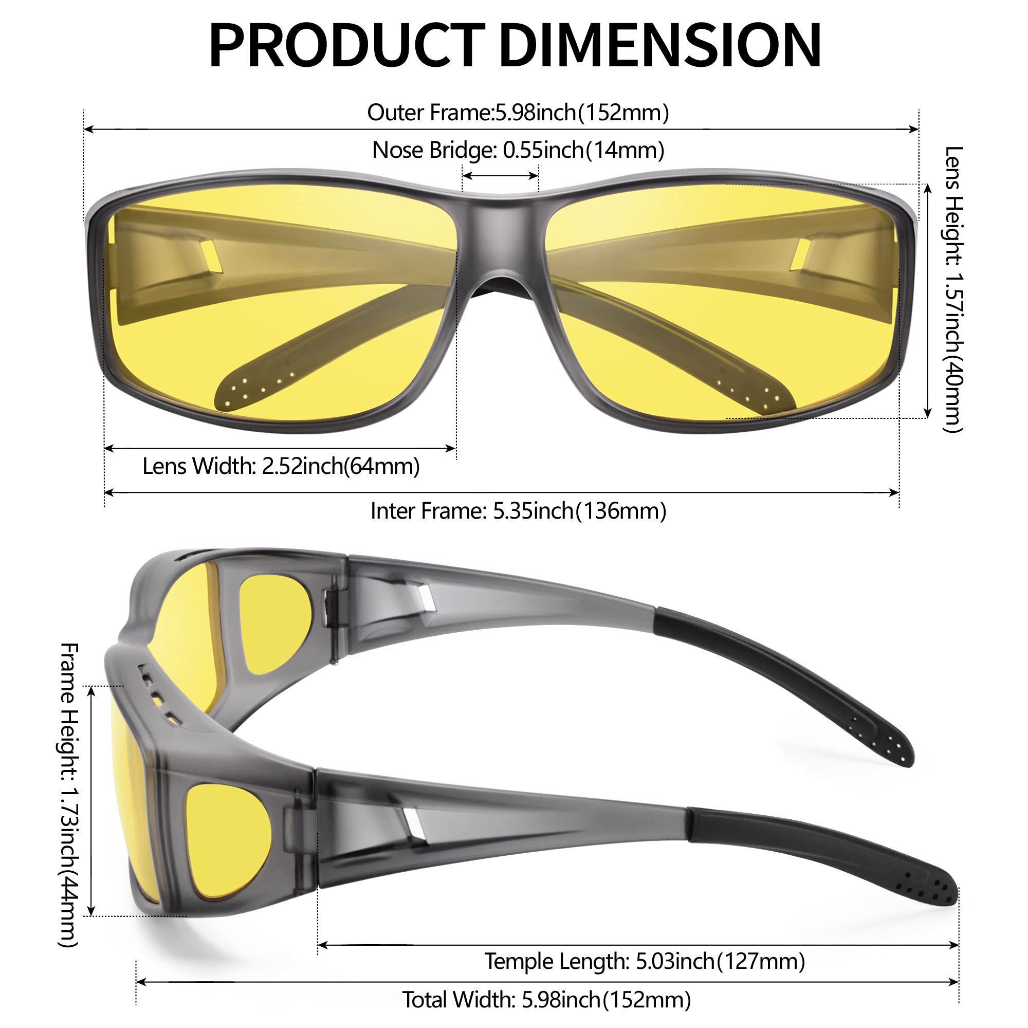 Snapklik.com : URUMQI Night Vision Driving Glasses Fit Over Glasses For ...