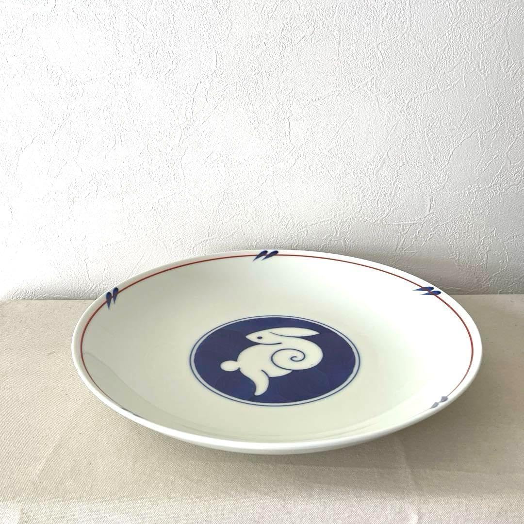 深川製磁・月見うさぎ・大皿33cm K87○深川製磁 月見うさぎ 大皿33㌢ 月見うさぎ 西型