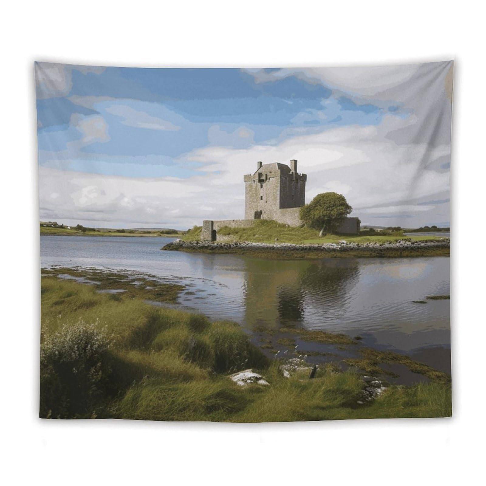 LDGSUPH View of The Dunguaire Castle Tapestry Wall Hanging Decor Anti-fading Aesthetic Wall Tapestries Fashion Wall Blanket Decor Modern Wall Art Tapestry for Bedroom Home Decor 50"x60"