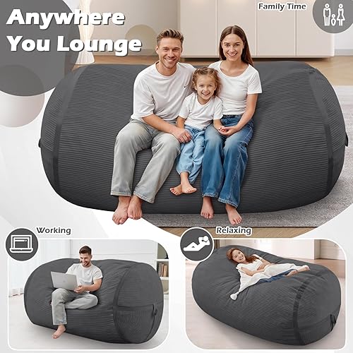 Miniatura 347 de HABUTWAY Puf gigante de 2 pies para adultos, con relleno de espuma viscoelástica, puf grande con funda de terciopelo holandés extraíble para sala de