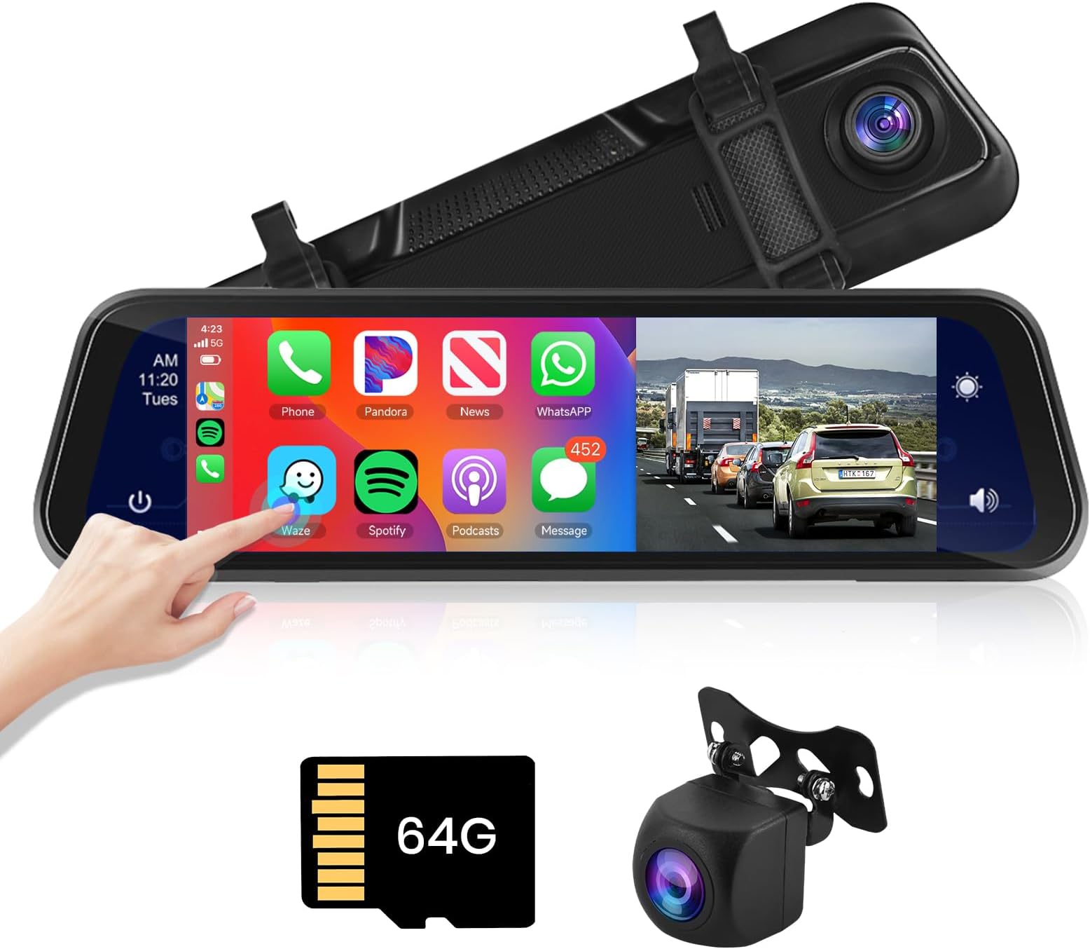 Shimbol CP5 Selfie Monitor 5 Pouces FHD Tactile Caméra Arrière 1080P Téléphone Selfie Vlog avec Télécommande Bluetooth pour iPhone et Android pour Selfies, Vlogging, Streaming en Live, TikTok