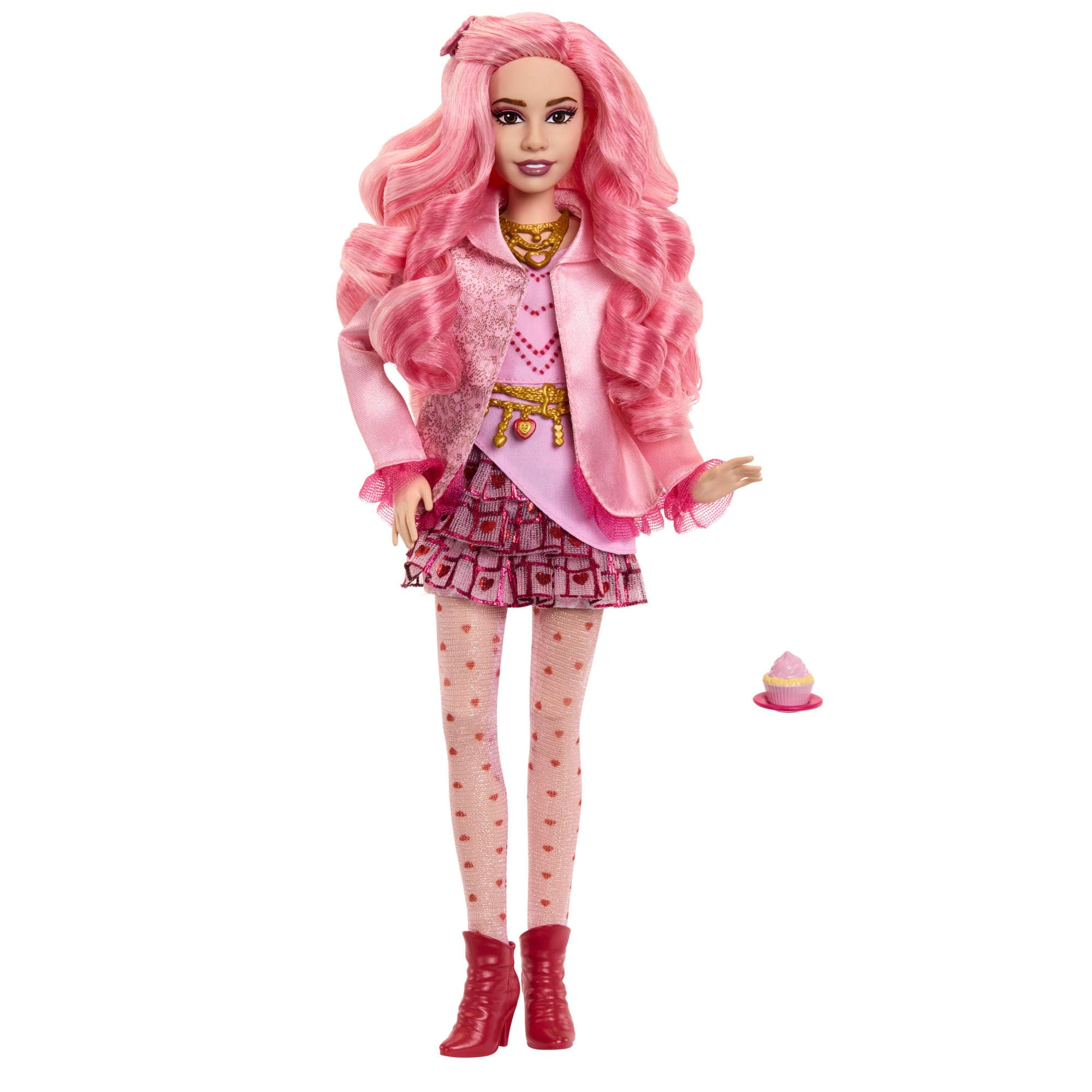Mattel Disney Następcy Descendants Lalka Bridget, młoda Królowa Kier, w stroju i z babeczką, inspirowana filmem Następcy: Rebelia Red, HWT91
