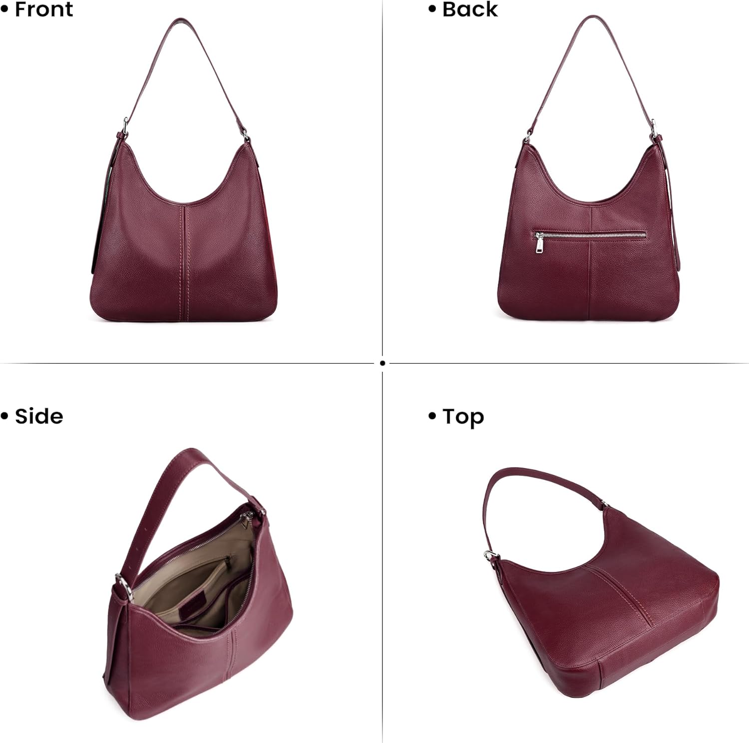 befen Genuine Leather Hobo Bags for Women, Top Grain Real Leather Women's Shoulder Bag Handbags Purses with Adjustable Strap - Image 8