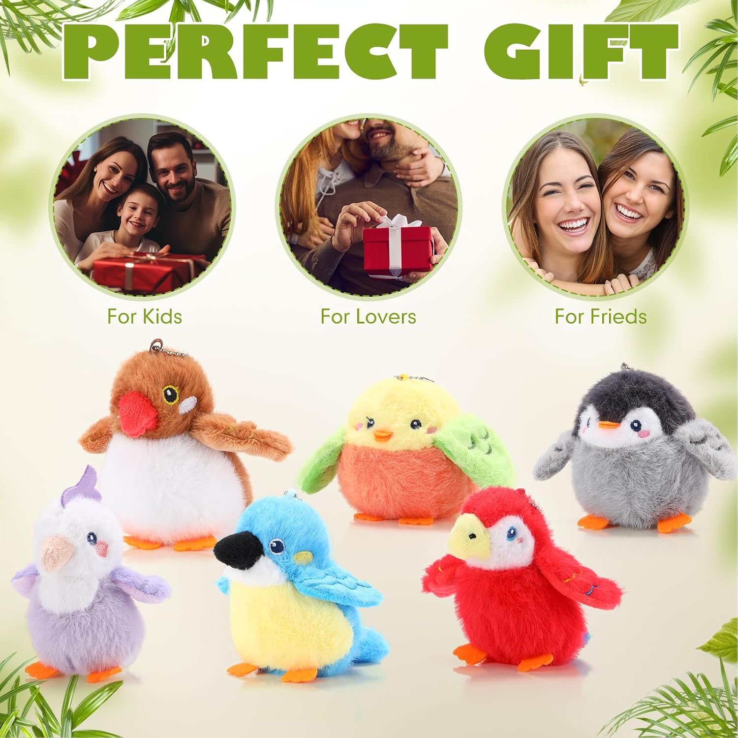 Jenaai 12 Pcs Mini Bird Stuffed Animals Bulk 4 Inches Small Cute Soft Forest Plush Elephants Stuffed Animal Toys for Girls Boys Birthday Baby Shower Decoration Party Supplies(Multicolor)
