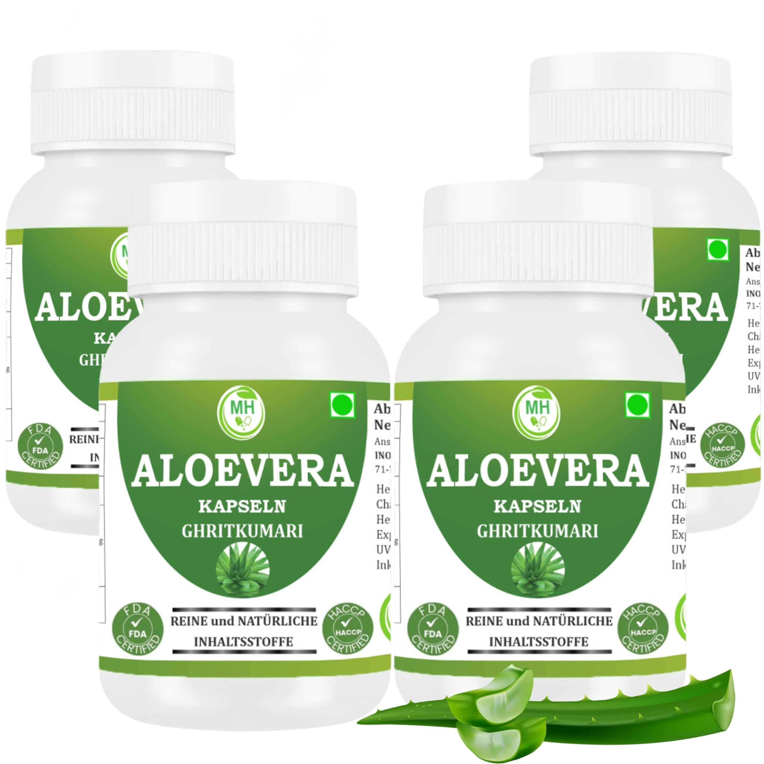 Aloe Vera (Aloe barbadensis Miller) – 200x Bioaktiver Blattextrakt – Aloinfrei – Reine, traditionelle Pflanzenformel – 240 Vegane Kapseln