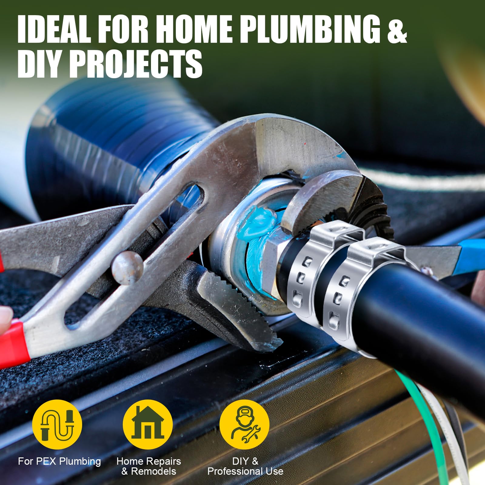 120 Pack 1 2 Inch PEX Cinch Clamps Rings Heavy Duty 304 Stainless Steel Pex Crimp Rings Thickened — view 4