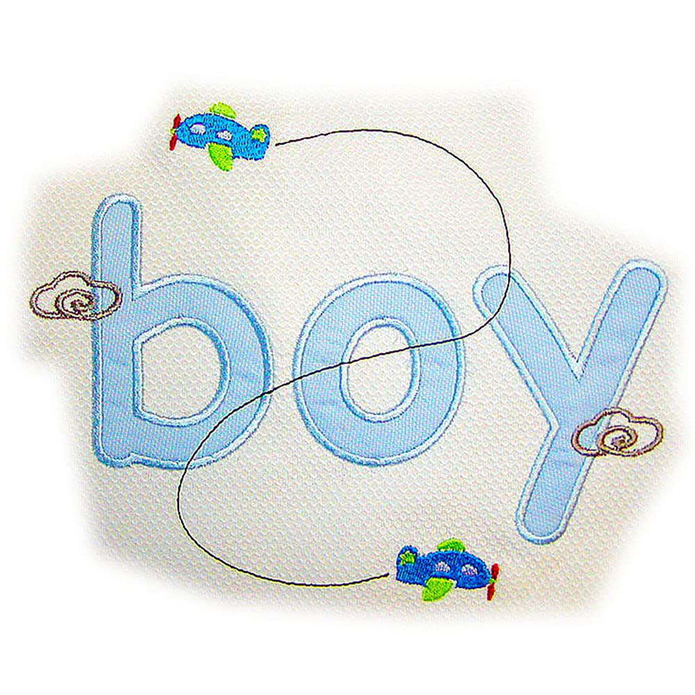 Zigozago - Copertina Boy in piquet di cotone imbottito con bordo in pizzo fatta a mano per neonato