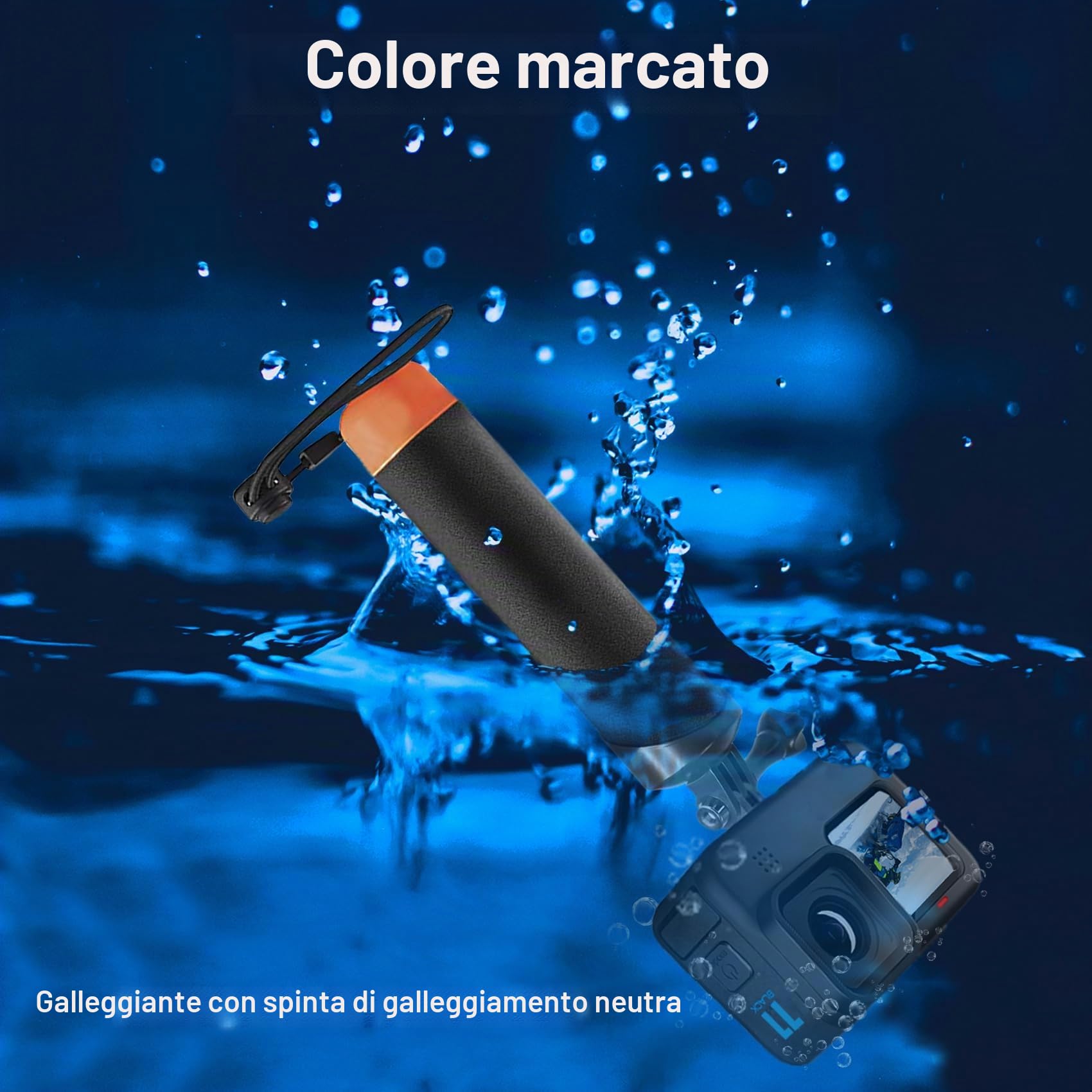 FitStill Monopiede impermeabile impugnatura galleggiante + cinghia di sicurezza per Go Pro Hero 13/12/11/10/9/8/7/6/5, DJI Osmo Action 5pro/4/3/2/1, Insta 360 X5/X4/X3/ace pro 2/ace pro