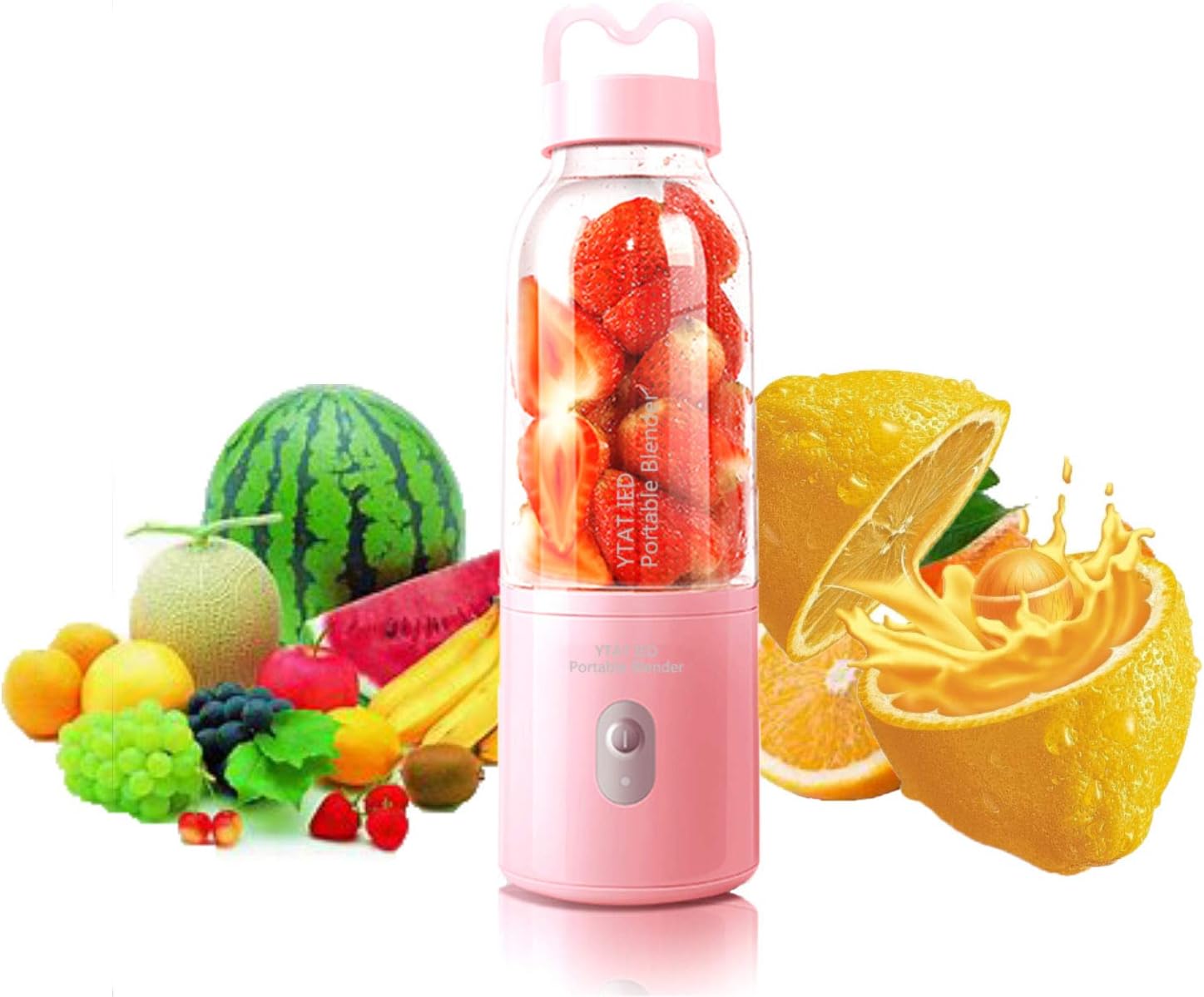 【2019 Upgraded Version】Portable Blender YTAT Mini Smoothie Blender USB Personal Blender 500ml Juicer Cup Fruit Mixer with 4000mAh Rechargeable Battery, BPA Free (pink)