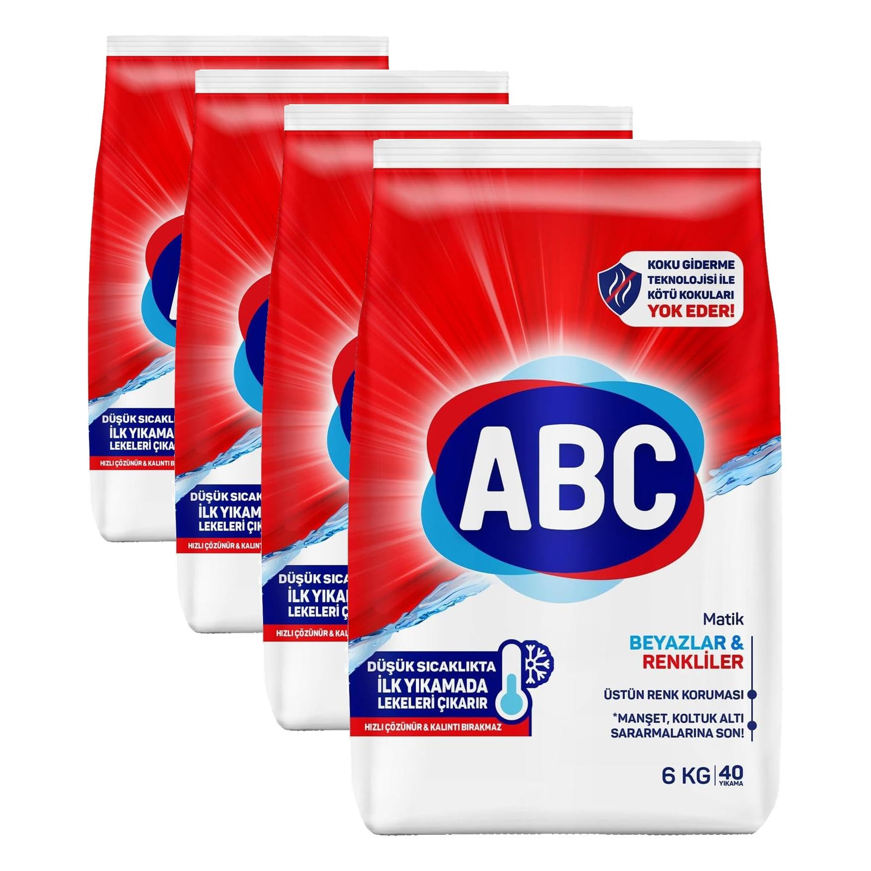 ABC DETERJAN Matik Beyazlar & Renkliler 6 Kg (4 paketi)