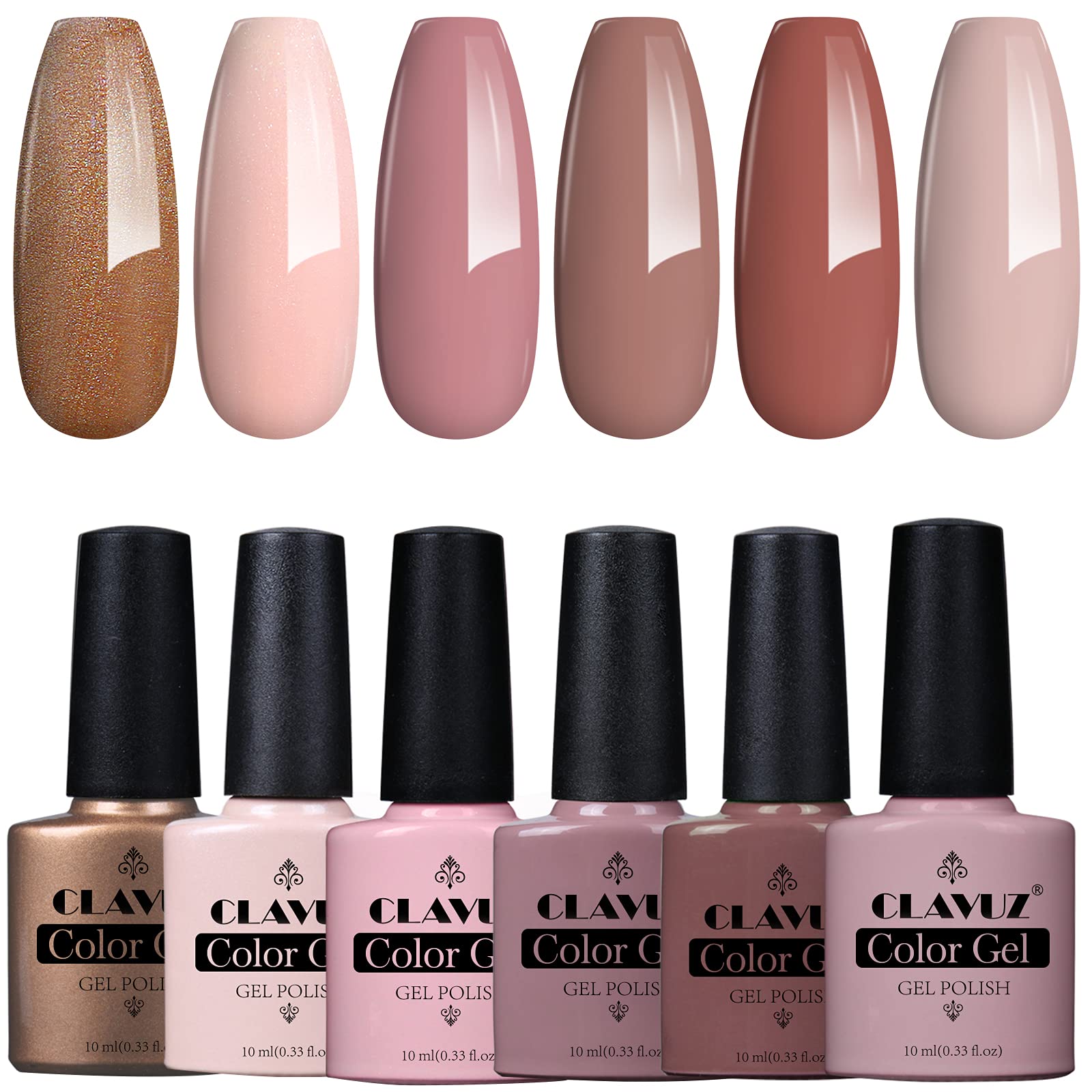 Smalto Semipermanente Smalto per Unghie in Gel UV LED 6pcs Kit Manicure Semipermanente Soakoff 10ml de Clavuz - 025 multicolore 10 ml (Confezione da 6)